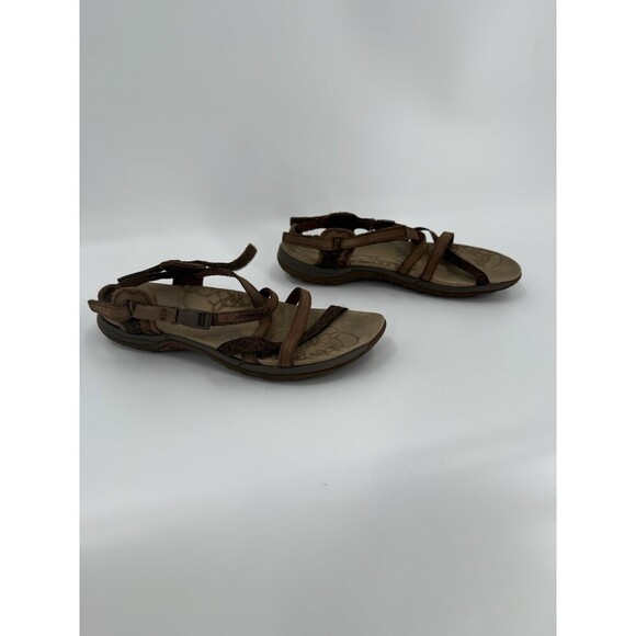 MERRELL Q FORM Womens Dark Earth Performance Leather Upper Strap Sandals Size 8 - Picture 7 of 11